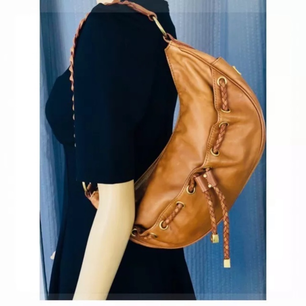 Michael Kors Brown Leather Braided Strap Purse